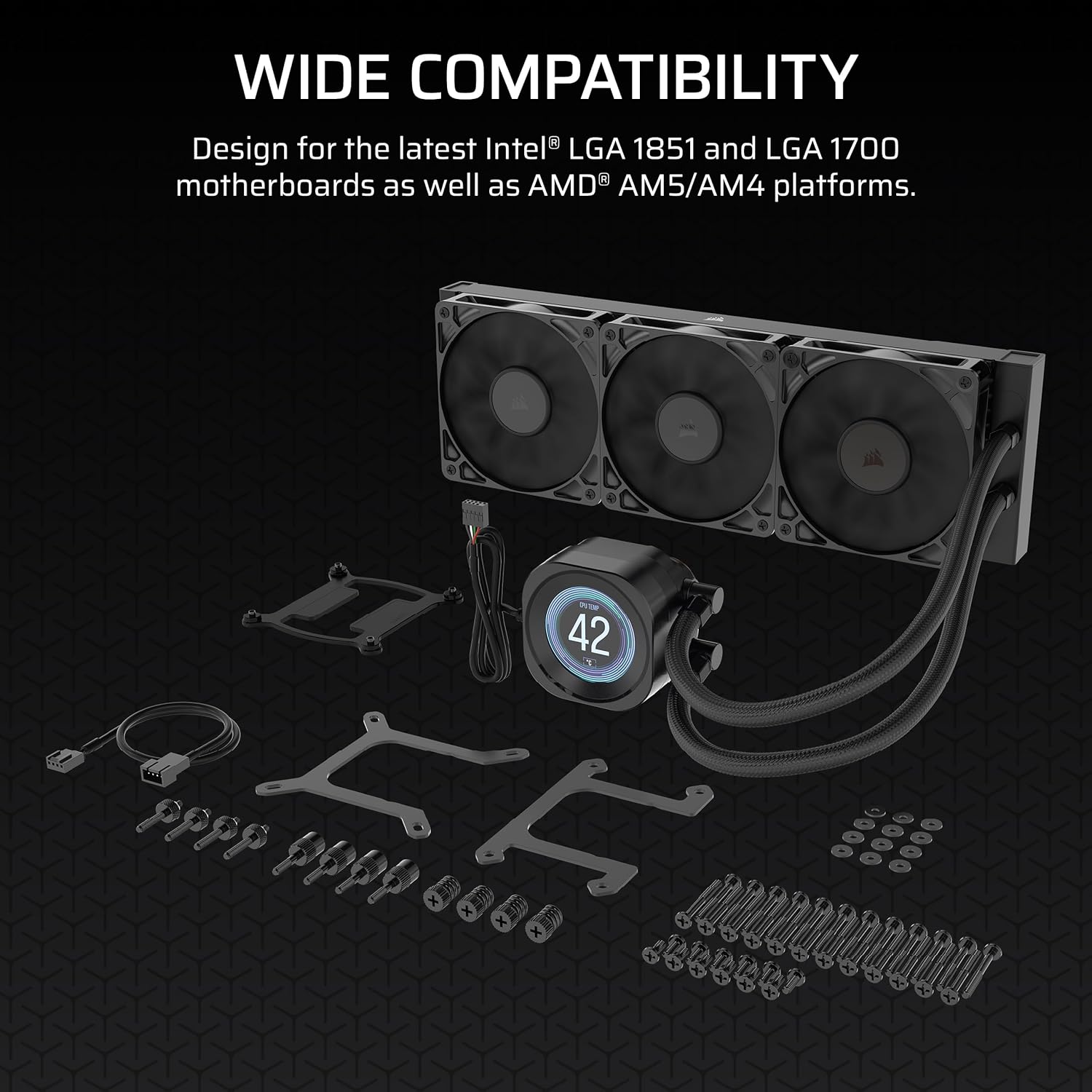 Corsair Nautilus 360 RS LCD Liquid CPU Cooler - 360mm AIO Custom 2.1" IPS Screen (CW-9060099-WW)