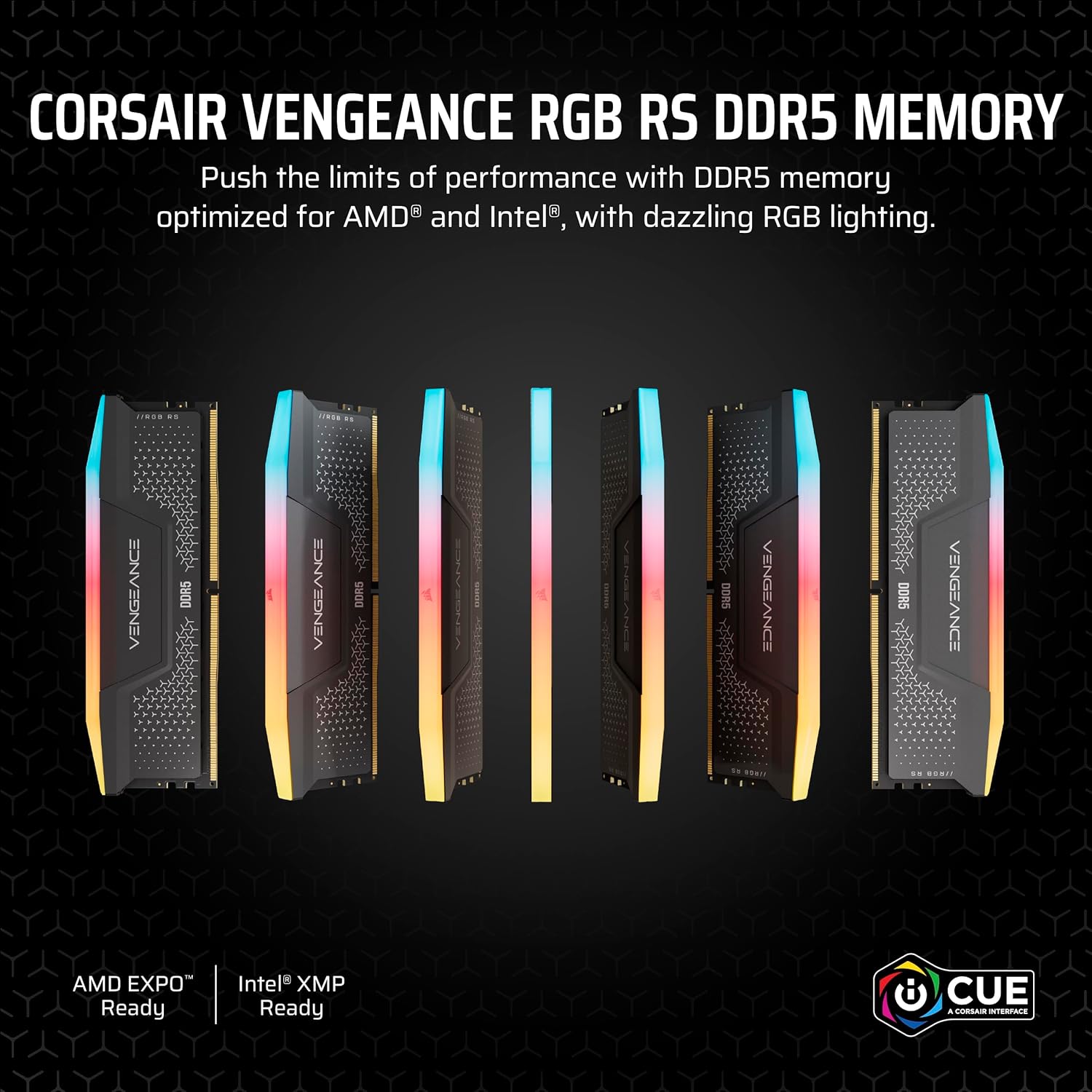 Corsair Vengeance RGB RS 32GB (2x16GB) DDR5 6000MHz CL36 Intel XMP & AMD Expo Desktop Memory - Grey (CMG32GX5M2E6000Z36)
