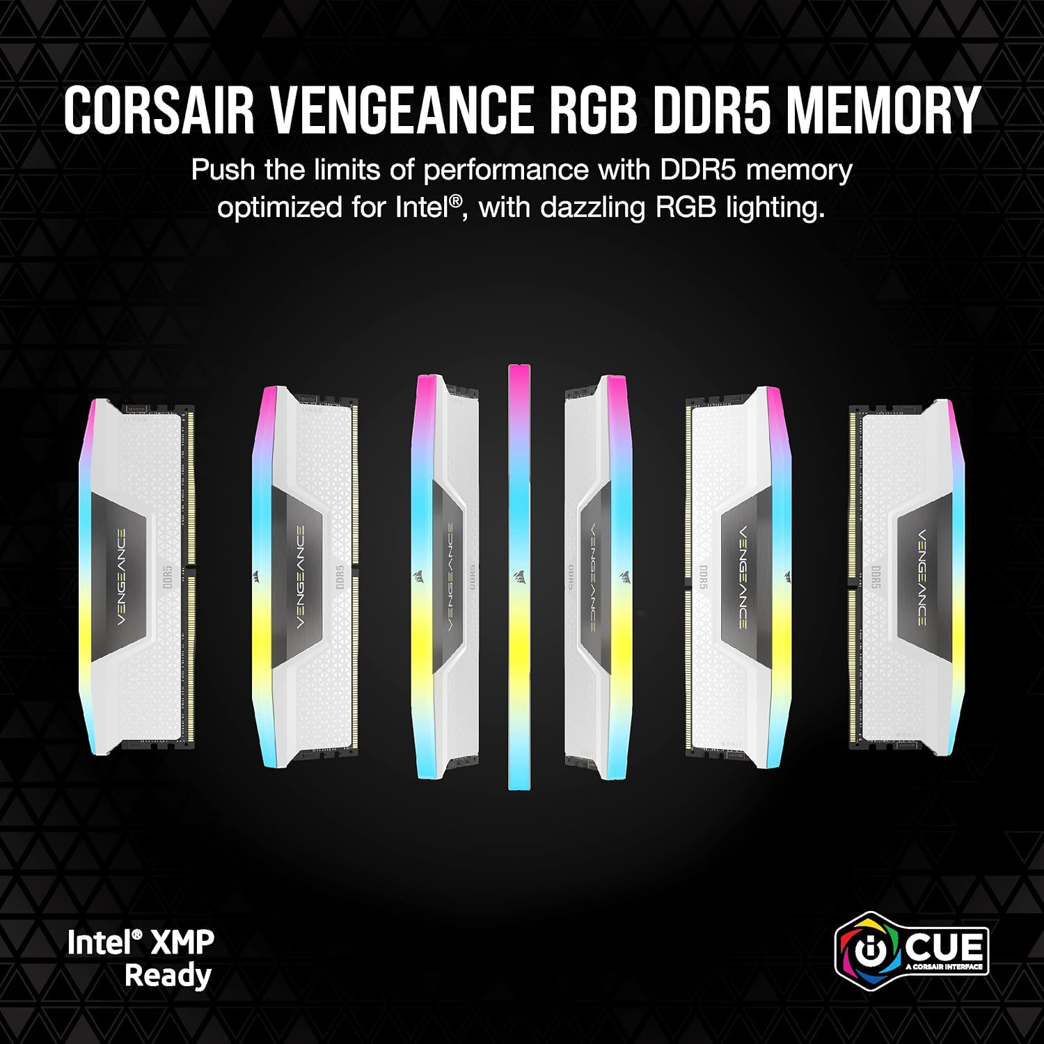 Corsair Vengeance RGB 32GB (2x16GB) DDR5 6000MHz CL36 Desktop Memory - White (CMH32GX5M2E6000C36W)